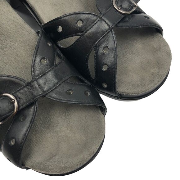 Dansko Sissy Sandals Sz 41 10.5 - 11 Leather Strappy Heel Buckle Platform Shoes - Picture 7 of 11
